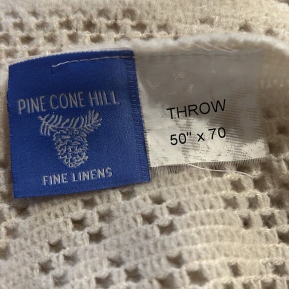 Pine Cone Hill Ivory Acrylic Blend Fringed Blanket Throw - Picture 4 of 5